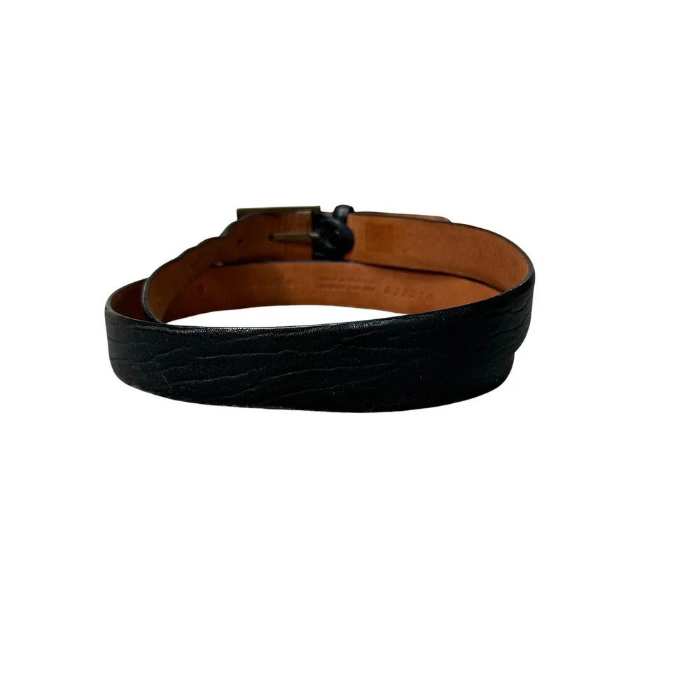 Samantha Black Genuine Leather Belt Size 40 Brass Buckle Made in Canada 02027A